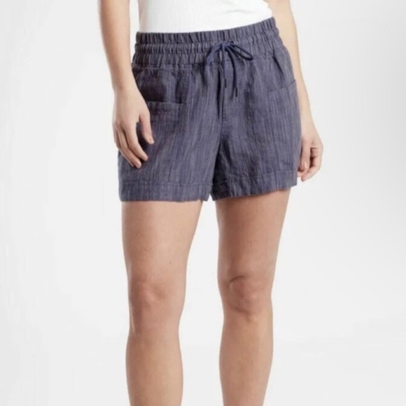 Athleta | Women’s Blue Cabo Linen Textured Shorts Size 4 - Picture 1 of 6